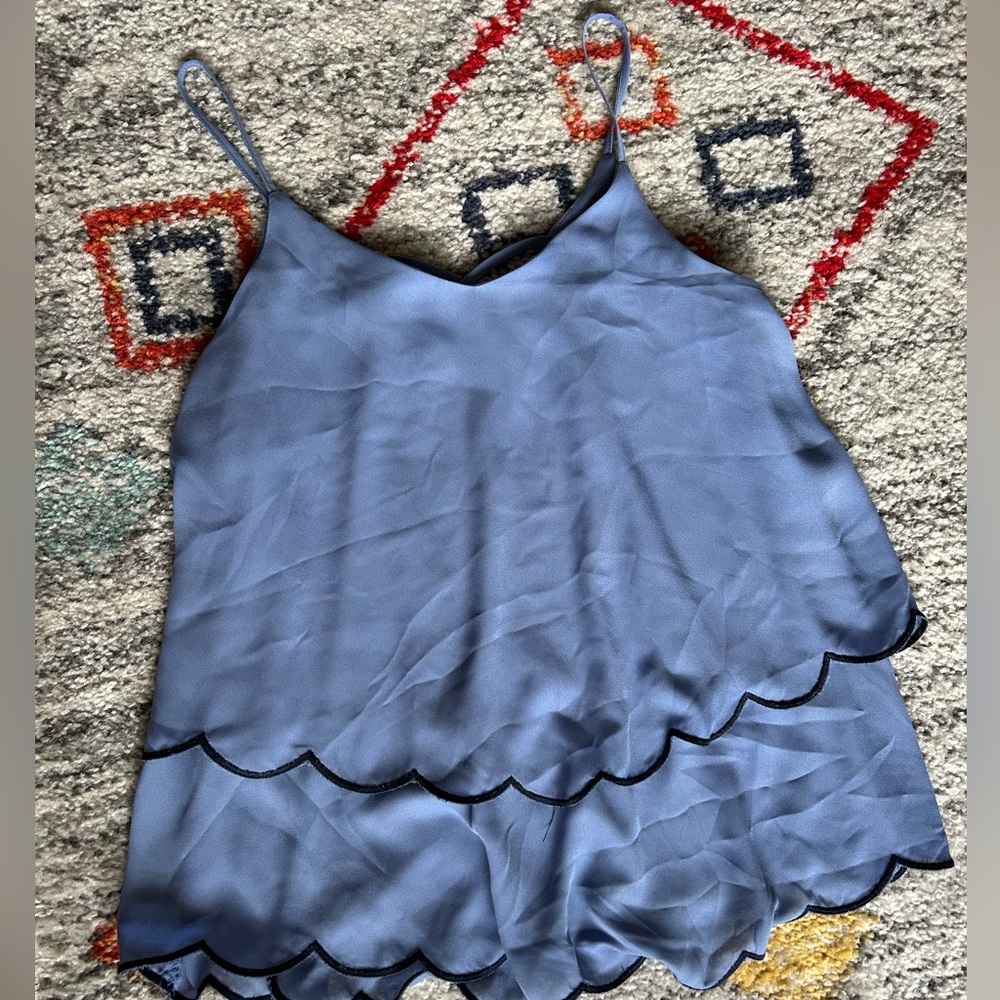 Light blue scalloped detail tank top